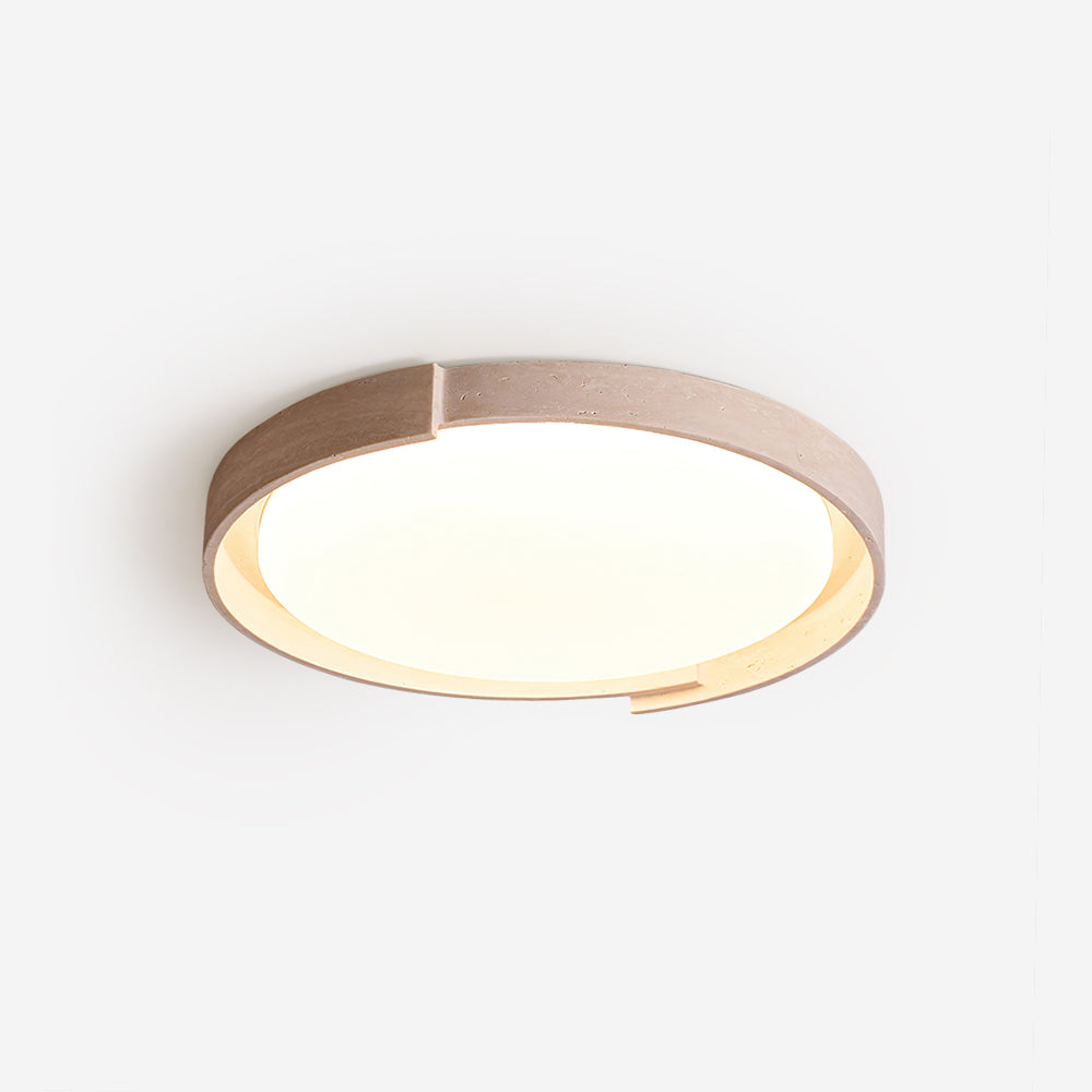 Integrated LED Round Beige Ceiling Light With Travertine